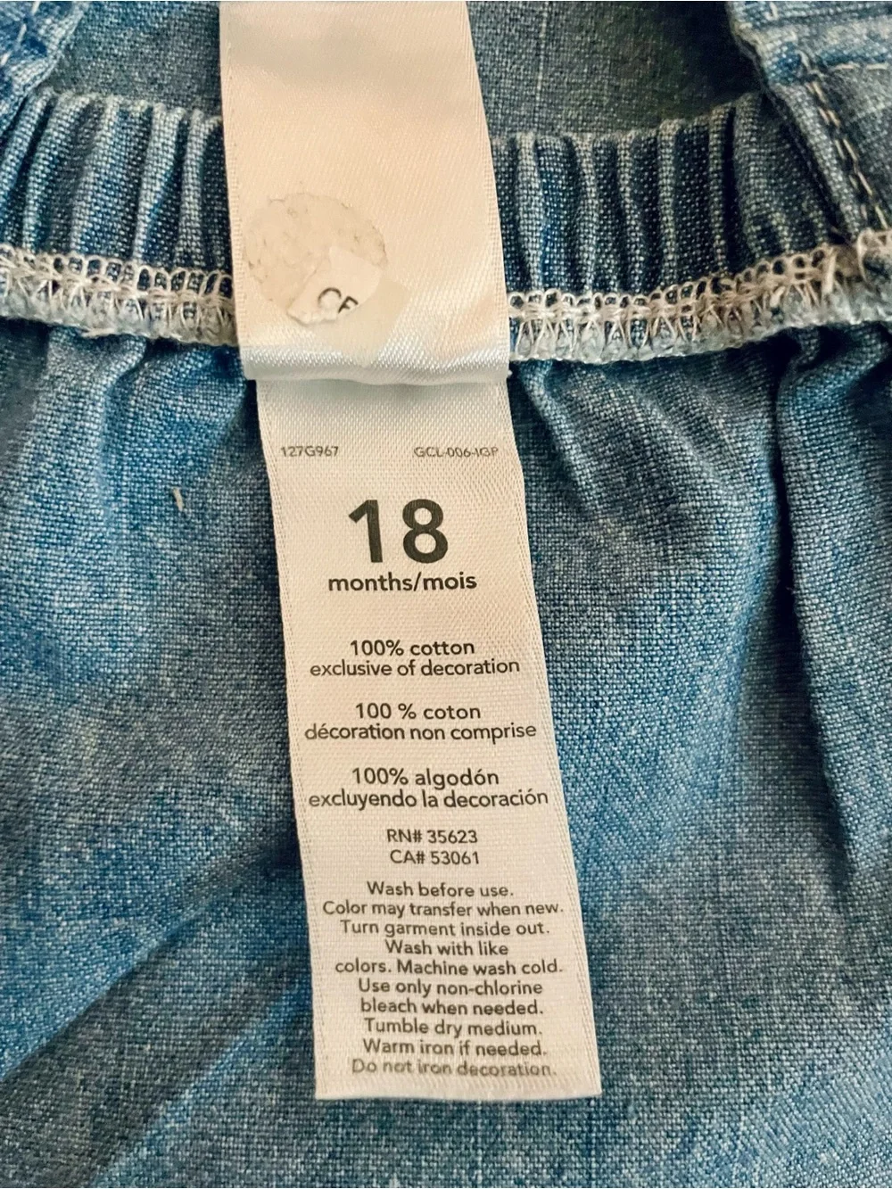 Carter’s Embroidered Floral Denim Baby Romper - 18 Months